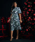 Puffed Sleeve Printed Chiffon Dress